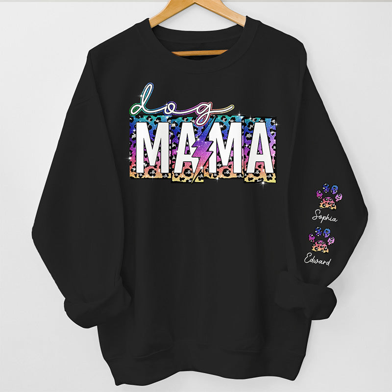 Soyez une maman de chien heureuse ! Sweat-shirt unisexe personnalisé avec motif sur la manche. Cadeau pour les propriétaires et les amoureux des animaux.