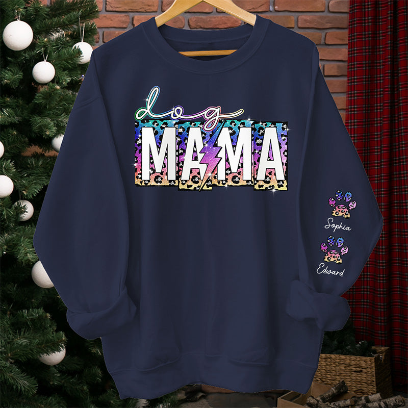 Soyez une maman de chien heureuse ! Sweat-shirt unisexe personnalisé avec motif sur la manche. Cadeau pour les propriétaires et les amoureux des animaux.