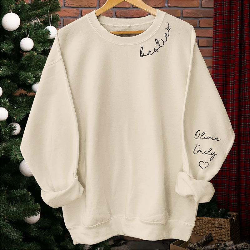 Différents mais meilleurs amis - Sweat-shirt unisexe personnalisé Bestie avec motif sur la manche - Cadeau pour meilleures amies, meilleures amies, sœurs