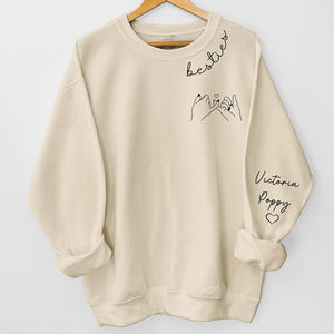 Besties Forever - Sweat-shirt unisexe personnalisé avec motif sur la manche - Cadeau pour meilleures amies, meilleures amies, sœurs