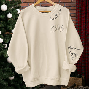 Besties Forever - Sweat-shirt unisexe personnalisé avec motif sur la manche - Cadeau pour meilleures amies, meilleures amies, sœurs