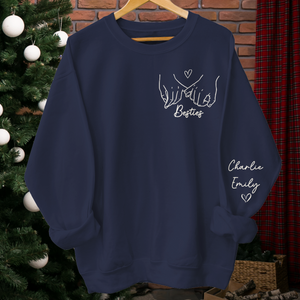 Pinky Promise - Sweat-shirt unisexe personnalisé avec motif sur la manche - Cadeau pour meilleures amies, meilleures amies, sœurs