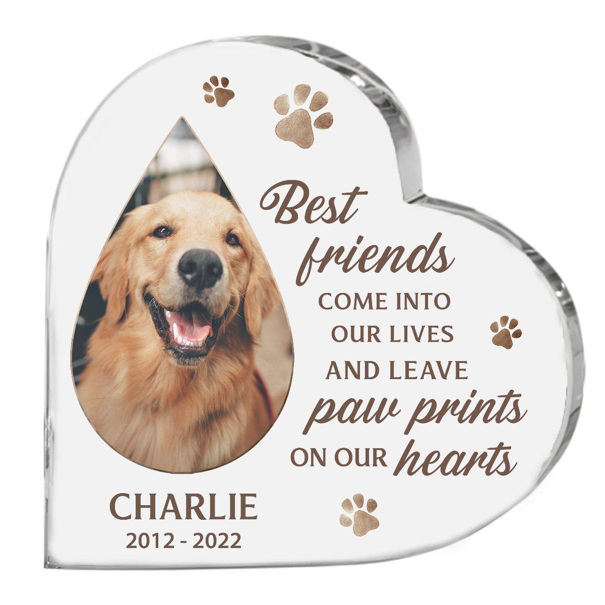 Plaque commémorative personnalisée en acrylique en forme de cœur avec photo « Meilleur ami » - Cadeau de condoléances, cadeau pour propriétaires d'animaux et amoureux des animaux