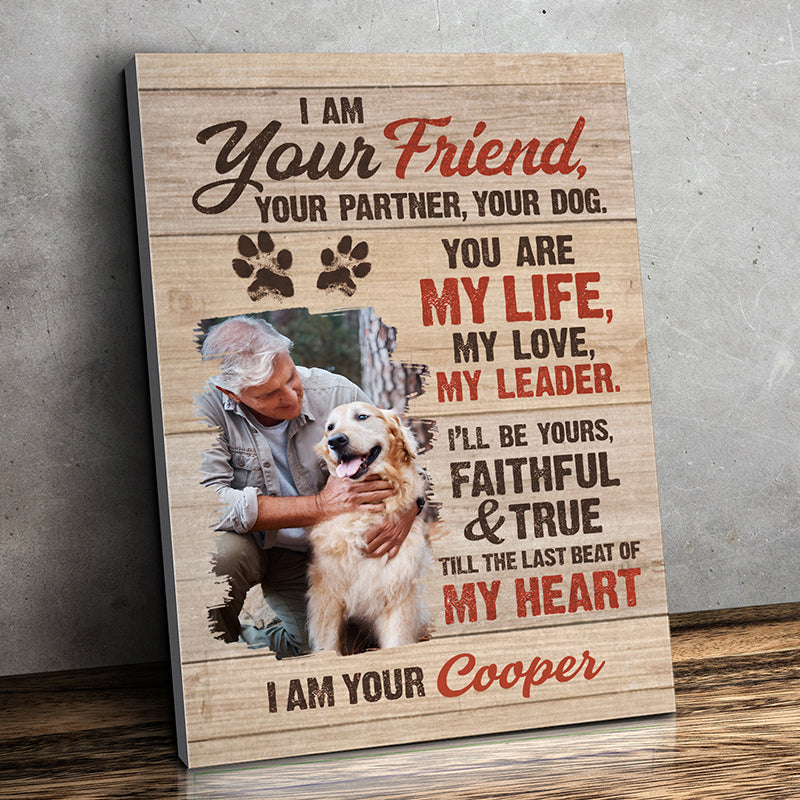 Photo personnalisée « Je promets d'être ton meilleur ami » - Toile verticale personnalisée pour chien - Cadeau pour les propriétaires et les amoureux des animaux