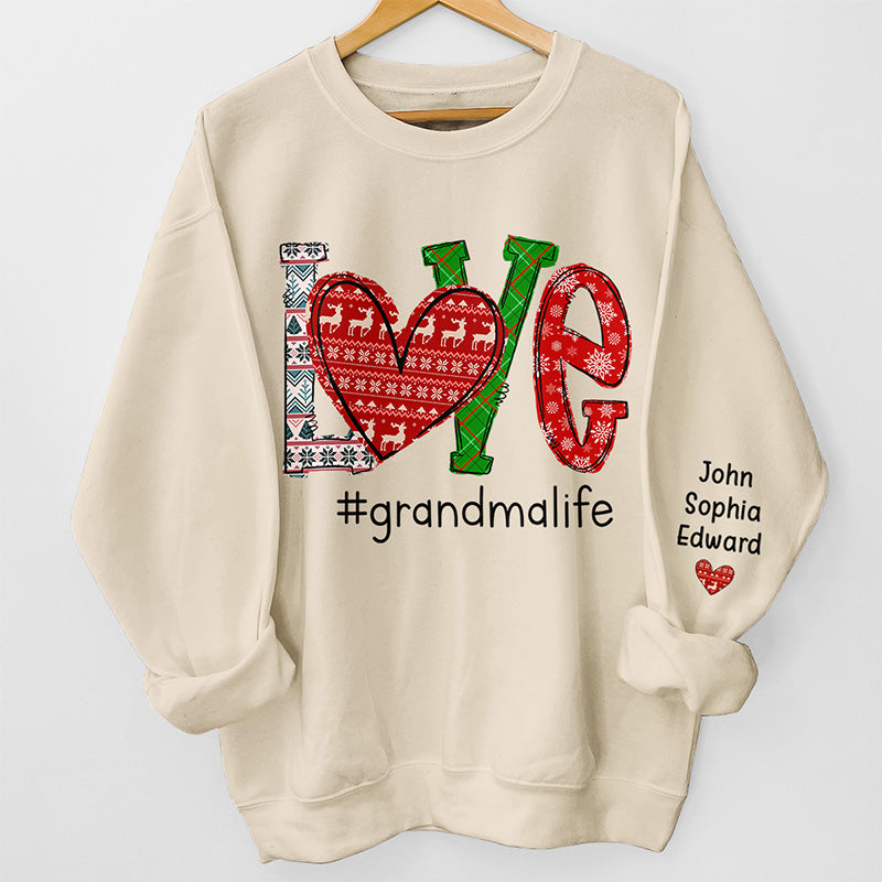 La grand-mère parfaite - Sweat-shirt unisexe personnalisé avec motif sur la manche - Cadeau de Noël pour maman et grand-mère