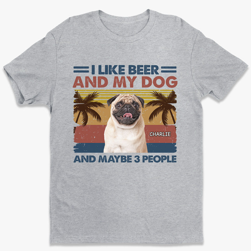Photo personnalisée « J'aime la bière et mes chiens » - T-shirt unisexe personnalisé, sweat à capuche, sweat-shirt - Vacances d'été, cadeau pour les propriétaires d'animaux et les amoureux des animaux