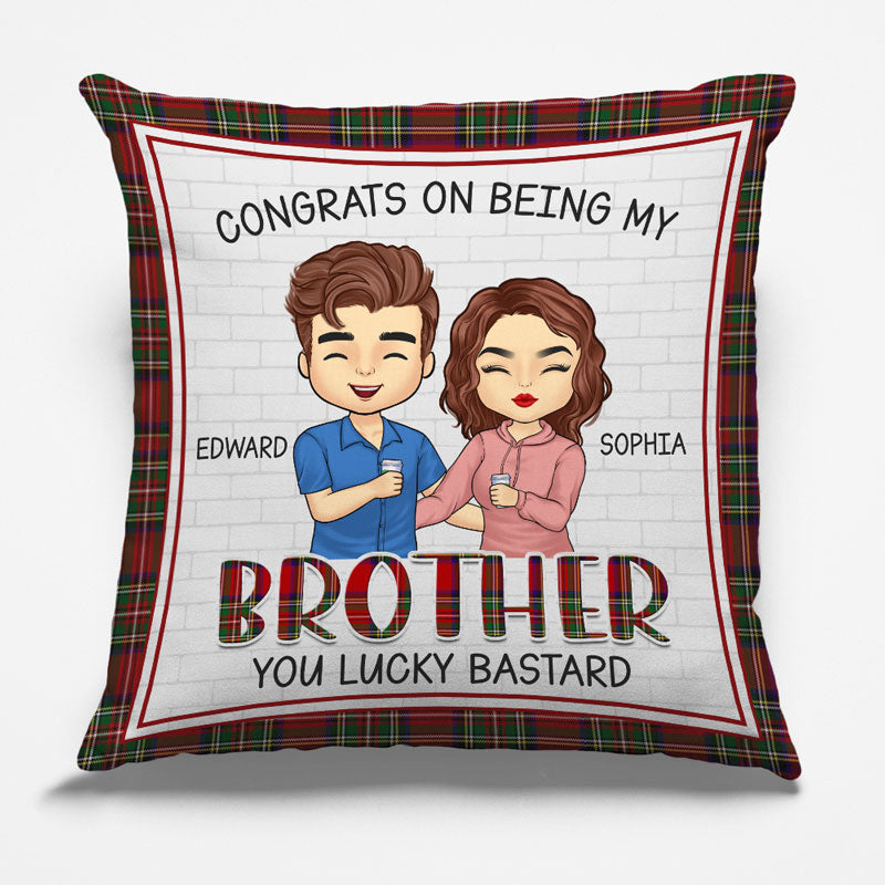 Félicitations pour être devenu mon frère et ma sœur ! Coussin personnalisé pour la famille ! Cadeau pour frères et sœurs