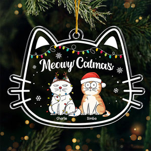 Meowy Catmas - Décoration de chat personnalisée en acrylique - Cadeau de Noël pour les propriétaires et les amoureux des animaux
