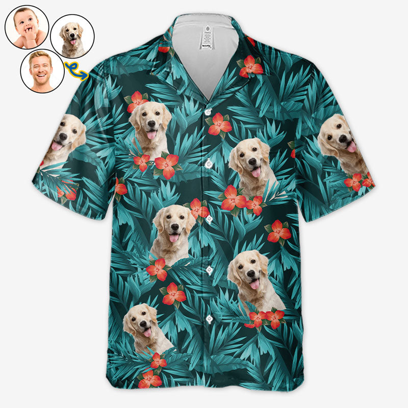 Motif personnalisé de fleurs et feuilles tropicales colorées - Chemise hawaïenne unisexe personnalisée pour chien et chat - Cadeau de vacances d'été, cadeau pour propriétaires d'animaux et amoureux des animaux