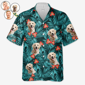 Motif personnalisé de fleurs et feuilles tropicales colorées - Chemise hawaïenne unisexe personnalisée pour chien et chat - Cadeau de vacances d'été, cadeau pour propriétaires d'animaux et amoureux des animaux