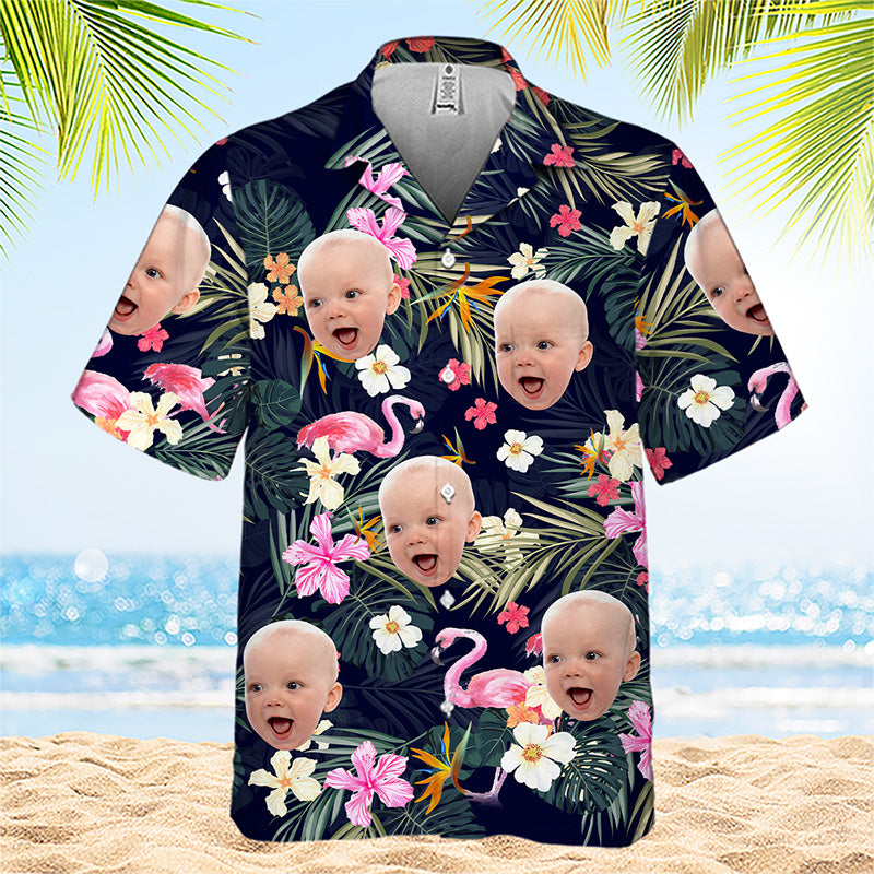 Chemise hawaïenne personnalisée avec photo « Brise d'été » - Chemises personnalisées pour la famille, chemises hawaïennes pour homme, chemise de plage, chemise Aloha pour homme - Cadeau pour les vacances d'été, cadeau pour les membres de la famille