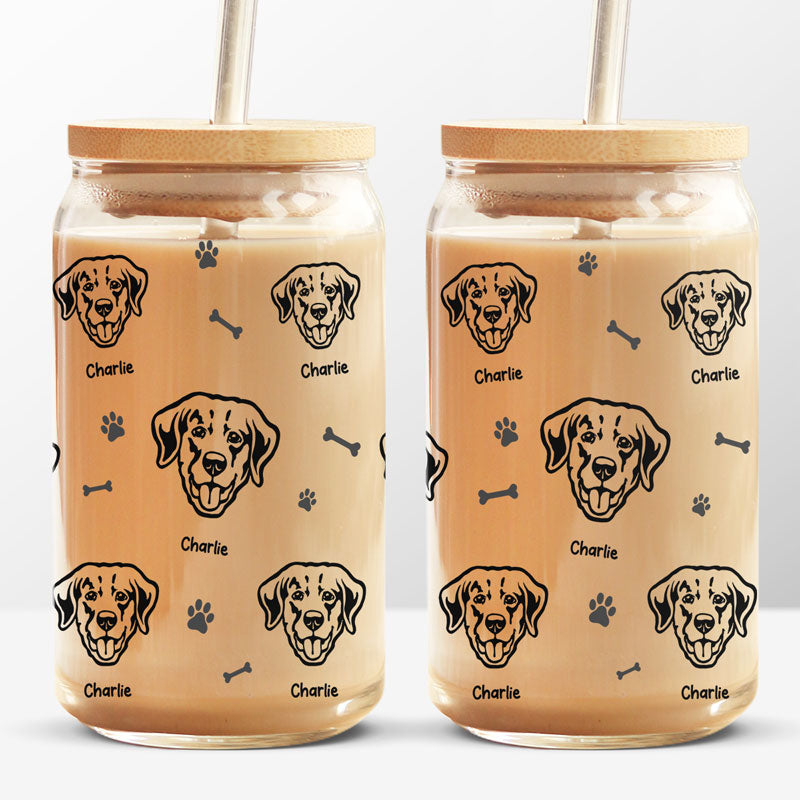 Les chiens ne me mordent jamais, juste les humains ! Tasse en verre personnalisée pour chien, tasse à café glacé ! Cadeau pour les propriétaires d'animaux et les amoureux des animaux.
