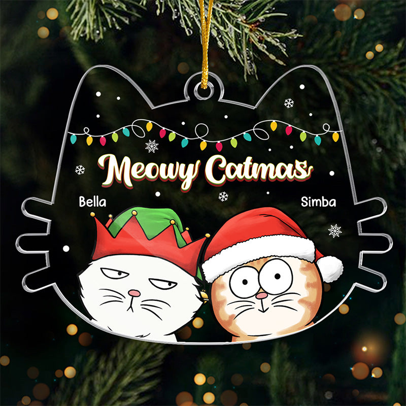 We Meow You A Merry Christmas - Cat Personalized Custom Ornament - Acrylic Cat Shaped - Christmas Gift For Pet Owners, Pet Lovers