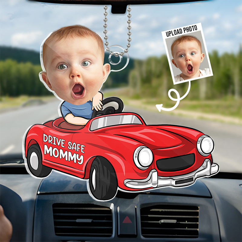 Photo personnalisée bébé conducteur - Décoration de voiture personnalisée pour la famille - Forme personnalisée en acrylique - Cadeau pour les membres de la famille