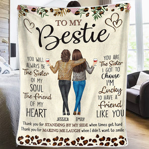 Couverture personnalisée « Sœur d'âme, amie de cœur » – Cadeau de Noël pour meilleures amies, meilleures amies et sœurs