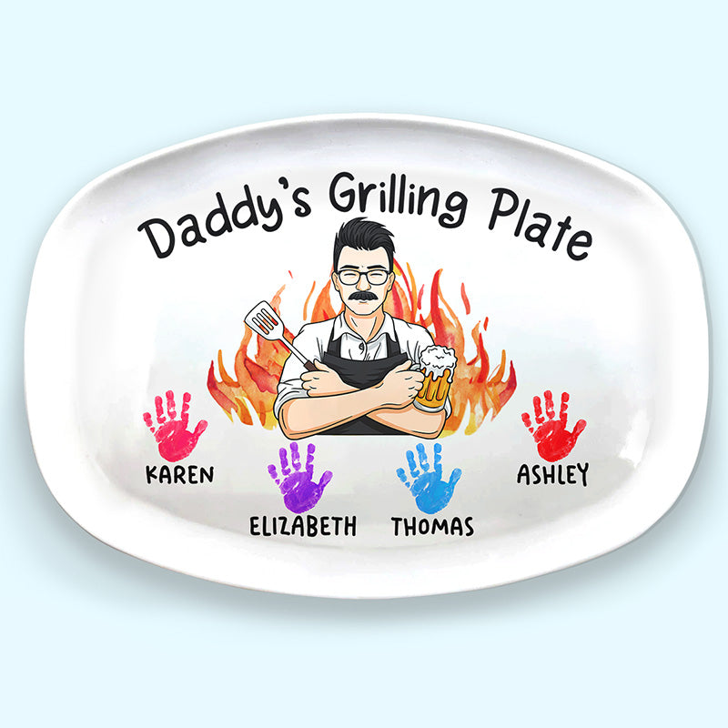 Daddy Grill Legend - Plateau personnalisé pour la famille - Cadeau pour la fête des pères et l'anniversaire de papa