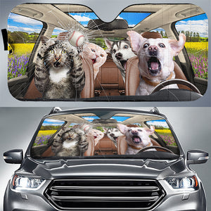 Photo personnalisée « Les meilleurs amis sont des personnes avec des pattes » - Pare-soleil de pare-brise de voiture personnalisé pour chien et chat, protection de fenêtre de voiture - Cadeau pour propriétaires d'animaux et amoureux des animaux