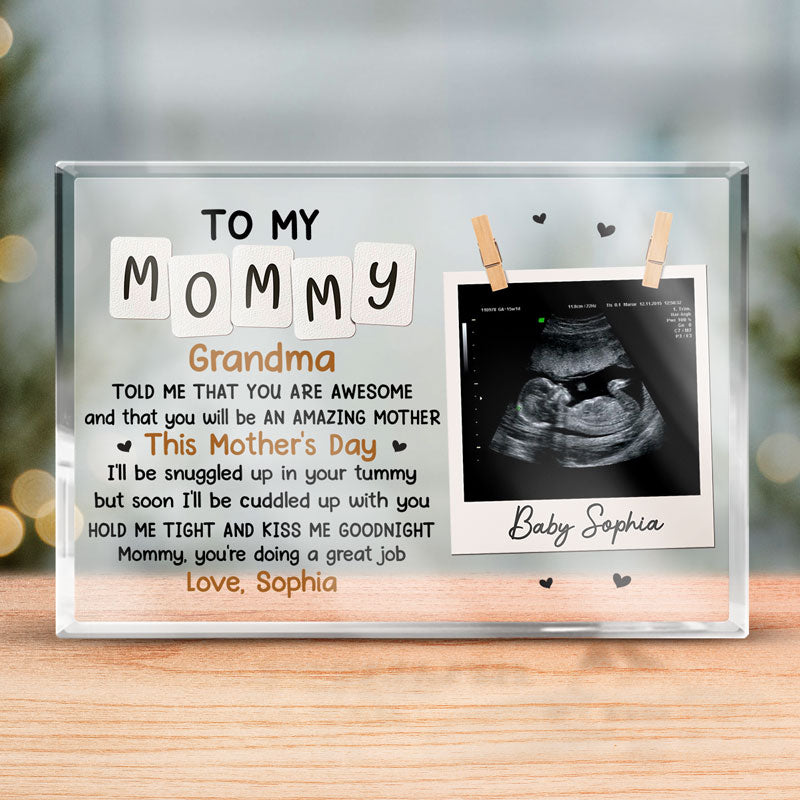 Photo personnalisée « Vous serez une mère formidable » - Plaque rectangulaire en acrylique personnalisée pour la famille - Cadeau de fête prénatale, cadeau pour la première maman