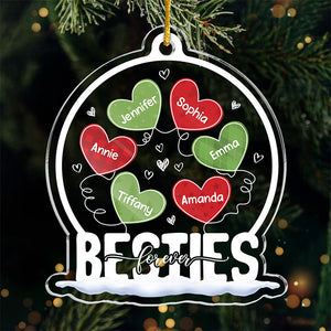 Friendship’s The Wine Of Life - Bestie Personalized Custom Ornament - Acrylic Snow Globe Shaped - Christmas Gift For Best Friends, BFF, Sisters