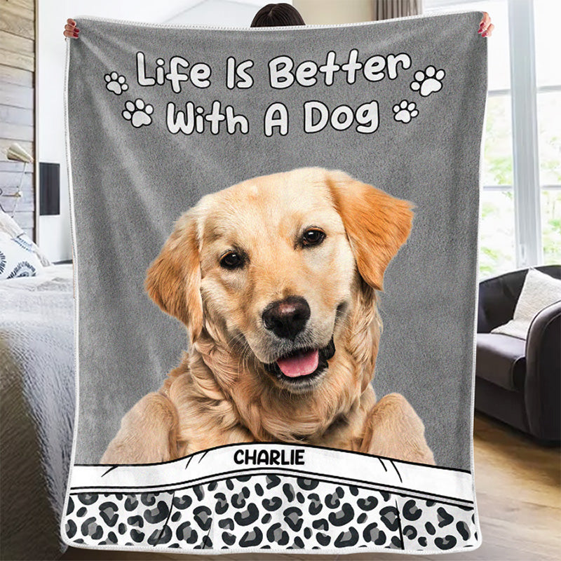 Couverture personnalisée pour bébé avec photo : La vie est meilleure avec des chiens et des chats ! Cadeau pour les propriétaires et les amoureux des animaux.
