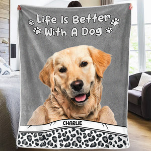 Couverture personnalisée pour bébé avec photo : La vie est meilleure avec des chiens et des chats ! Cadeau pour les propriétaires et les amoureux des animaux.