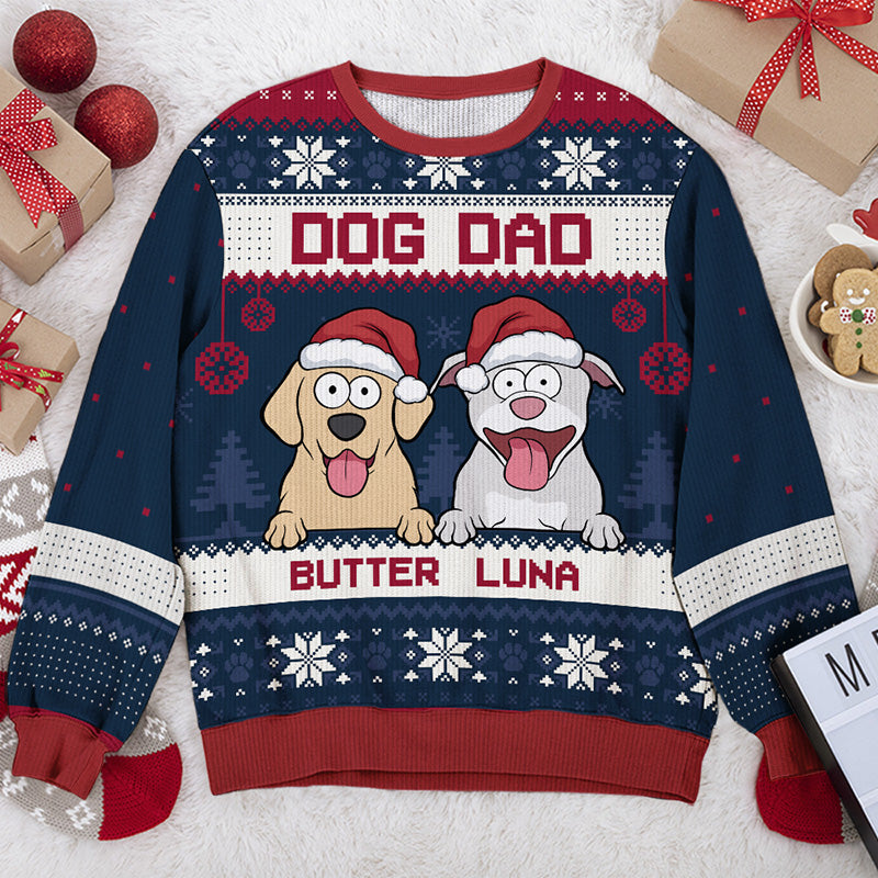 Fier d'être papa d'un chien - Sweat-shirt personnalisé pour chien - Pull en laine unisexe - Cadeau de Noël pour les propriétaires et les amoureux des animaux
