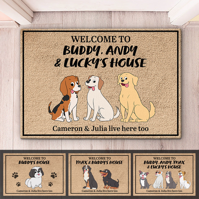 Bienvenue chez nous - Tapis décoratif personnalisé pour chien - Cadeau pour les propriétaires d'animaux et les amoureux des animaux