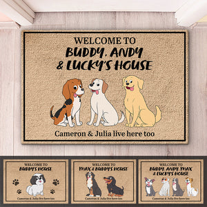 Bienvenue chez nous - Tapis décoratif personnalisé pour chien - Cadeau pour les propriétaires d'animaux et les amoureux des animaux
