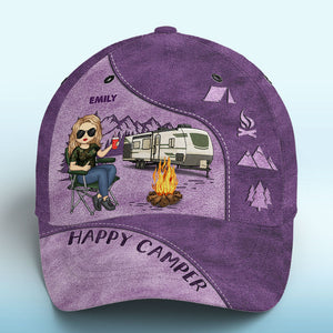 Le camping est ma thérapie ! Casquette de camping personnalisée, imprimé intégral, cadeau pour les amateurs de camping.