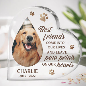 Plaque commémorative personnalisée en acrylique en forme de cœur avec photo « Meilleur ami » - Cadeau de condoléances, cadeau pour propriétaires d'animaux et amoureux des animaux