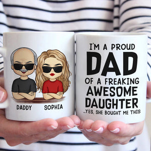 Papa fier d'une fille géniale - Mug personnalisé pour la famille - Cadeau de fête des pères et d'anniversaire pour papa