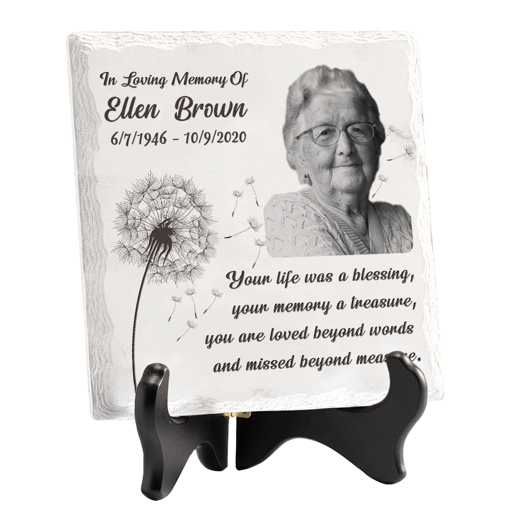 Custom Photo You're Life Was A Blessing - Memorial Personalized Custom Square Shaped Ceramic Plaque With Stand - Sympathy Gift, Gift For Family Members