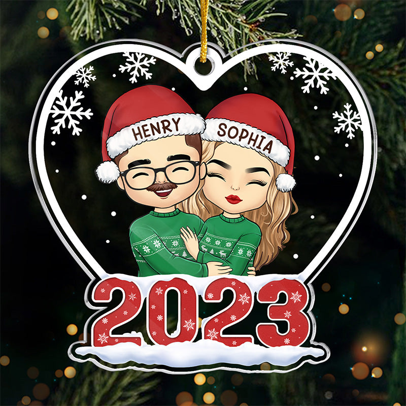 Désolé, mais tu es coincé avec moi maintenant - Ornement personnalisé pour couple - Forme personnalisée en acrylique - Cadeau de Noël pour mari et femme, anniversaire