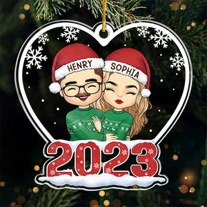 Désolé, mais tu es coincé avec moi maintenant - Ornement personnalisé pour couple - Forme personnalisée en acrylique - Cadeau de Noël pour mari et femme, anniversaire