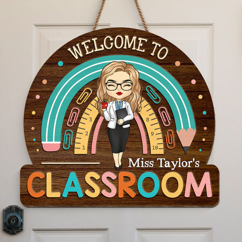Bienvenue dans notre salle de classe - Panneau en bois personnalisé pour la décoration intérieure - Cadeau de pendaison de crémaillère pour la rentrée scolaire