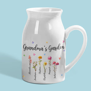 Le jardin de grand-mère où l'amour grandit - Vase à fleurs personnalisé pour la décoration intérieure familiale - Cadeau de pendaison de crémaillère pour maman et grand-mère
