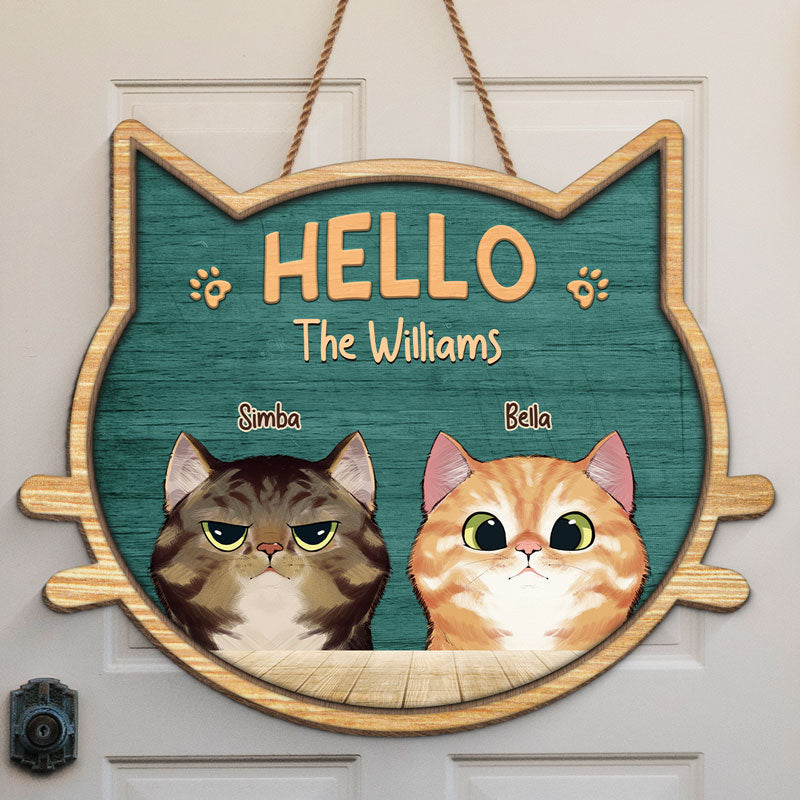 J'espère que vous aimez les chats - Panneau en bois personnalisé en forme de chat - Cadeau de pendaison de crémaillère pour les propriétaires et les amoureux des animaux