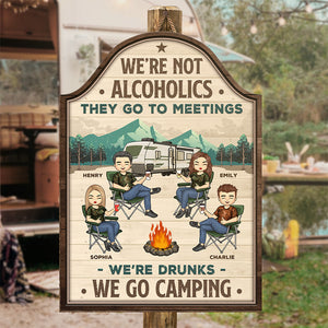 Notre campeur, l'amitié est gratuite - Panneau en bois personnalisé pour décoration d'intérieur - Cadeau de pendaison de crémaillère pour les meilleurs amis, les meilleures amies, les sœurs et les amateurs de camping