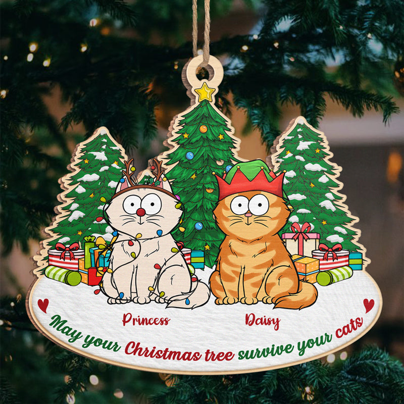 Décoration de Noël Meowy - Chat personnalisé - Forme unique en bois - Cadeau de Noël pour les propriétaires et les amoureux des animaux