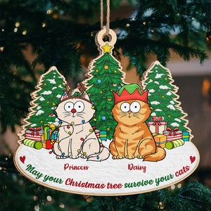 Décoration de Noël Meowy - Chat personnalisé - Forme unique en bois - Cadeau de Noël pour les propriétaires et les amoureux des animaux