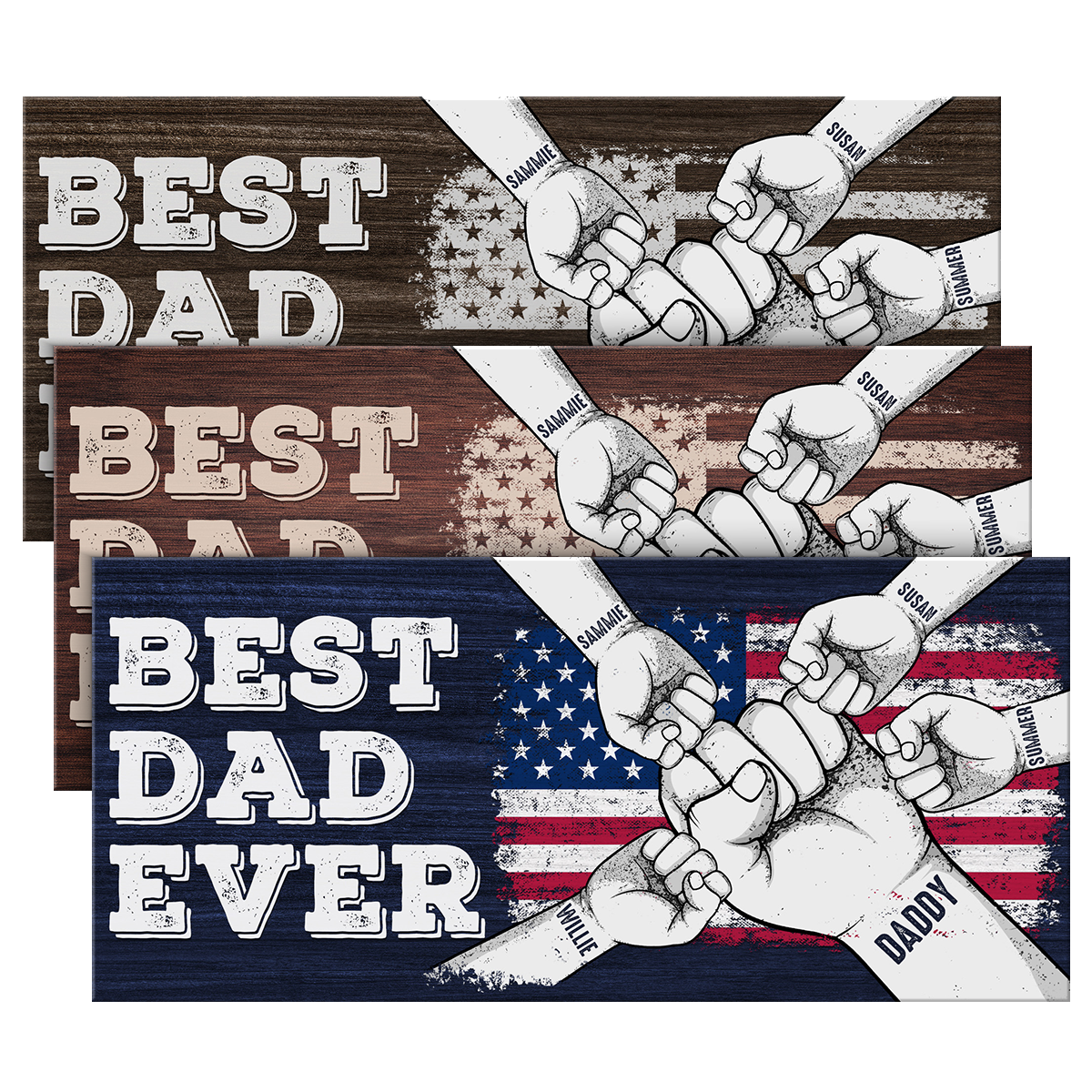 Best Dad Ever - Family Personalized Custom Rectangle Shaped Home Decor Wood Sign - Father's Day, House Warming Gift For Dad