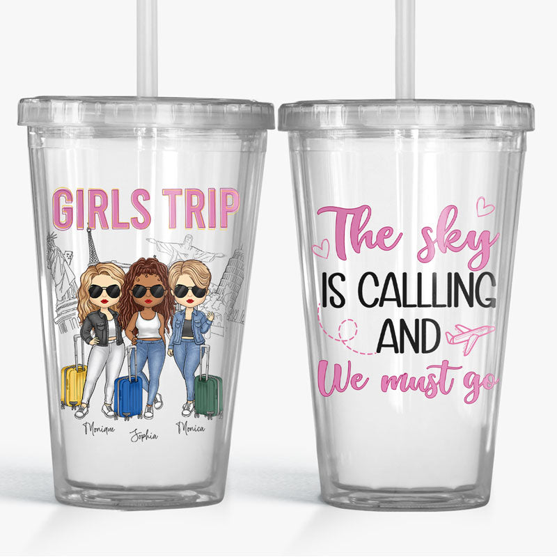 Les filles veulent juste s'amuser - Gobelet en acrylique transparent personnalisé Bestie - Vacances d'été, cadeau pour meilleures amies, meilleures amies, sœurs