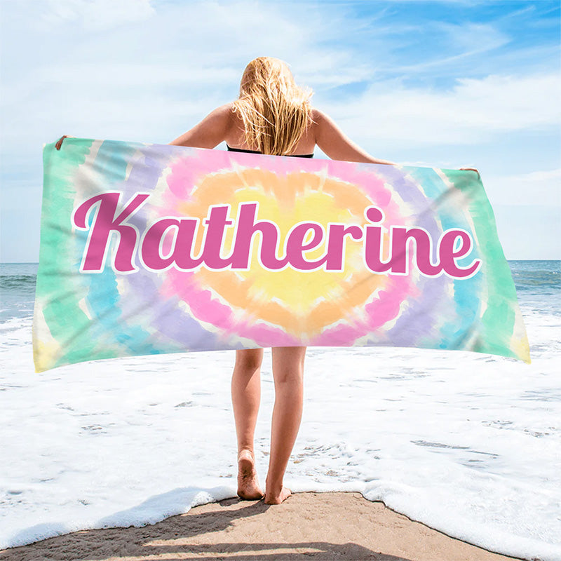 La plage vous appelle - Serviette de plage personnalisée pour toute la famille - Cadeau pour les vacances d'été, un anniversaire ou une fête à la piscine