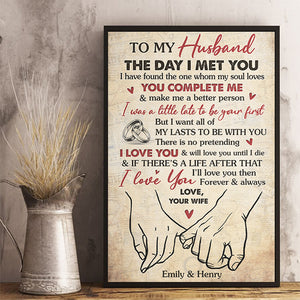 J'ai trouvé celui que mon âme aime - Affiche verticale personnalisée pour couple - Cadeau pour mari et femme, anniversaire