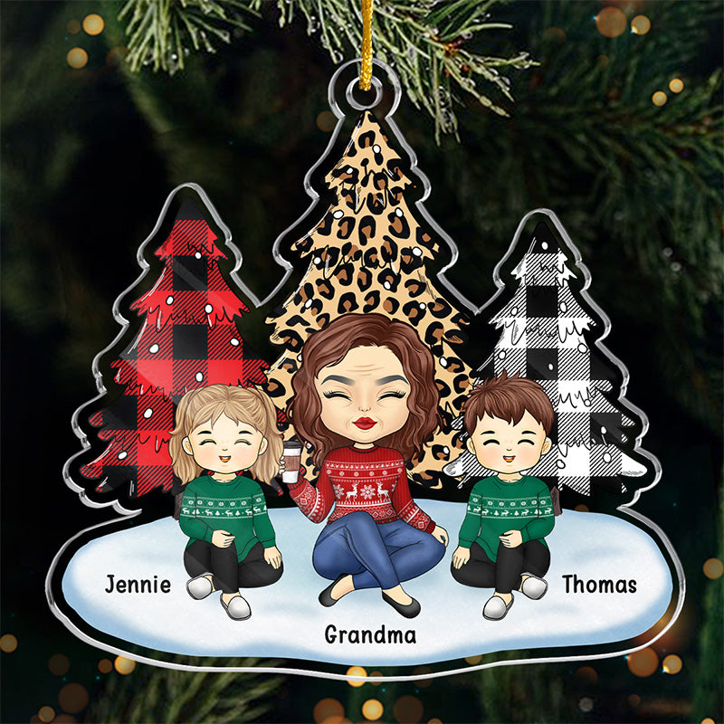 Mes petits-enfants mettent la joie dans mon Noël - Décoration personnalisée pour la famille - Forme personnalisée en acrylique - Cadeau de Noël pour les membres de la famille