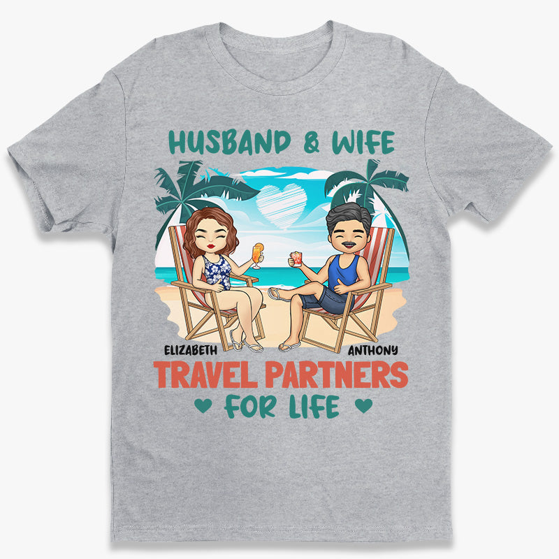 Husband & Wife - Travel Partners For Life - Couple Personalized Custom Unisex T-shirt, Hoodie, Sweatshirt - Summer Vacation, Gift For Husband Wife, Anniversary