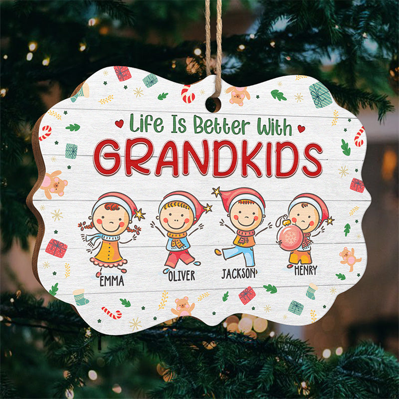 La vie est meilleure avec ses petits-enfants - Décoration familiale personnalisée - Bois en forme de Benelux - Cadeau de Noël pour les membres de la famille