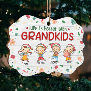 La vie est meilleure avec ses petits-enfants - Décoration familiale personnalisée - Bois en forme de Benelux - Cadeau de Noël pour les membres de la famille