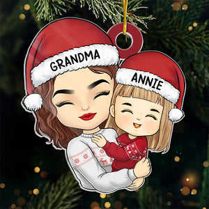 Je vous envoie des câlins de vacances - Ornement personnalisé familial - Forme personnalisée en acrylique - Cadeau de Noël pour maman, grand-mère