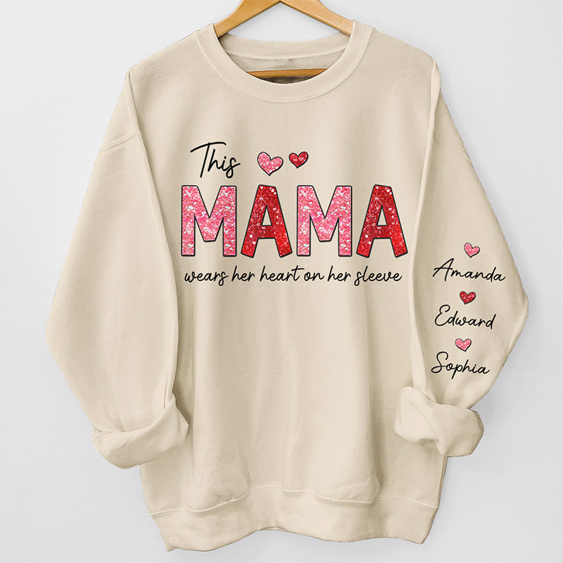 Cette Abuela porte son cœur sur sa manche - Sweat-shirt unisexe personnalisé avec motif sur la manche - Cadeau pour maman, grand-mère